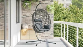 vidaXL Κρεμαστή καρέκλα αυγό ανθρακί και γκρι 104 x 100 x 191 εκ