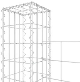 Συρματοκιβώτια σε U Σχήμα με 3 Στύλους 260x20x200 εκ Σιδερένιο - Ασήμι