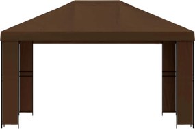 vidaXL Κιόσκι 4 x 3 μ Καφέ Πολυεστέρας και Χάλυβας 190 gsm