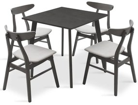 Tραπεζαρία Benson - Orlean pakoworld σετ 5τμχ rustic grey - ύφασμα γκρι 80x80x75εκ