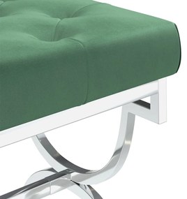vidaXL Πάγκος Σκούρο Πράσινο 99 εκ. από Βελούδo / Ανοξείδωτο Ατσάλι