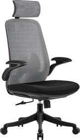 BF3950 Πολυθρόνα Γραφείου Διευθυντή, Mesh Γκρι, Ύφασμα Μαύρο   1τμχ