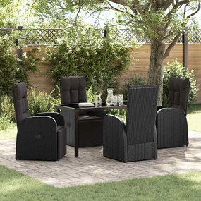 vidaXL Ανακλινόμενες Καρέκλες Κήπου 5 pcs Μαύρο 140 x 70 x 73 cm