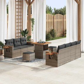 vidaXL Σετ Καναπέ Κήπου 10 pcs Γκρι συνθετικό ρατάν