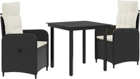 vidaXL Σετ Τραπέζι Καναπέ με μαξιλάρι 3 pcs Μαύρο και Κρεμ Λευκό