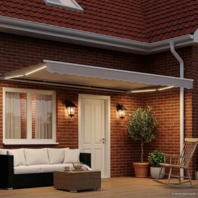 vidaXL Manual Awning Frame with Solar LED 5 x 3 m Λευκό