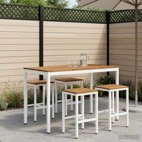 vidaXL Τραπέζι μπαρ κήπου Φυσικό και Λευκό 141 x 80,5 x 105 εκ