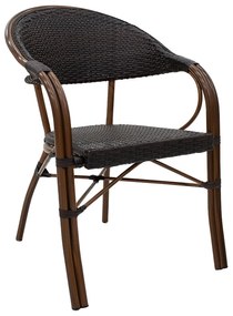 Πολυθρόνα Paula pakoworld μέταλλο-pe rattan καφέ 140-000029