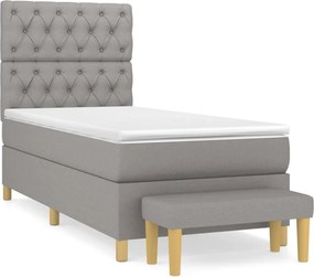 vidaXL Κρεβάτι Boxspring με Στρώμα Ανοιχτό Γκρι 80x200 εκ. Υφασμάτινο