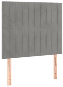 vidaXL Κρεβάτι Boxspring με Στρώμα &amp; LED Αν.Γκρι 90x190 εκ. Βελούδινο