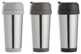 DAY TRAVEL MUG ΠΟΤΗΡΙ ΑΝΟΞΕΙΔΩΤΟ  3ΧΡΩΜΑΤΑ ASS. 450ML (4XLIGHT GREY/4XDARK GREY/4XBLACK) | Συσκευασία 12 τμχ