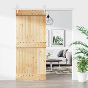 vidaXL Συρόμενη Πόρτα Φυσικό και Λευκό 90 x 210 cm