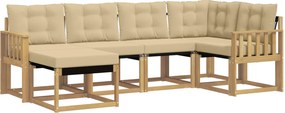 vidaXL Σειρά Καναπέ Εξωτερικού με μαξιλάρι 6 pcs Λευκό και Μπεζ