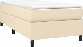 vidaXL Κρεβάτι Boxspring με Στρώμα Κρεμ 90x190 εκ.Υφασμάτινο
