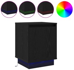 vidaXL Κομοδίνα με LED Φωτισμό 2 τεμ Μαύρο 39x34,5x50 εκ