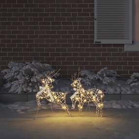 vidaXL LED Ελάφια με 40 LED 2 pcs Θερμό λευκό PET