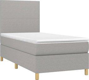 vidaXL Κρεβάτι Boxspring με Στρώμα &amp; LED Αν.Γκρι 80x200 εκ. Υφασμάτινο