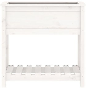 vidaXL Ζαρντινιέρα με Ράφι Λευκή 82,5x34,5x81 εκ. Μασίφ Ξύλο Πεύκου