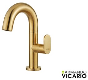 Μπαταρία Νιπτήρα με Βαλβίδα Clic-Clac Slim Vicario Brushed Gold 500010-201
