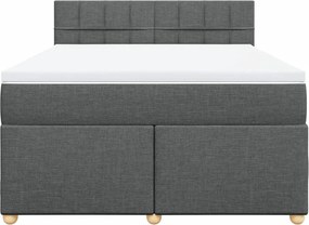 vidaXL Κρεβάτι Boxspring με Στρώμα Σκούρο Γκρι 140x200 εκ Υφασμάτινο