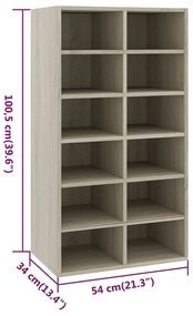 vidaXL Παπουτσοθήκη Sonoma Δρυς 54x34x100,5 εκ. από Επεξεργασμένο Ξύλο