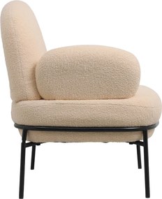 Πολυθρόνα Jaycob pakoworld μπουκλέ μπεζ-πόδι μαύρο μέταλλο 74x71x83εκ