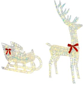 vidaXL Έλκηθρο με Ελάφια Θερμό λευκό 70 x 26 x 128,5 εκ PET