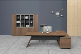 PROLINE Γραφείο Αριστερή Γωνία Απόχρωση Καρυδί Δρυς - Μαύρο   1τμχ