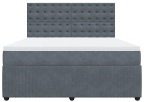 vidaXL Κρεβάτι Boxspring με Στρώμα Σκούρο Γκρι 180x200 εκ. Βελούδινο