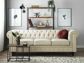 Καναπές chesterfield Berwyn H101, Beige, 202x75x70cm, Πόδια: Ξύλο,Ευκάλυπτος