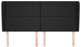 Κεφαλάρι με Πτερύγια Μαύρο 183x23x118/128 εκ.Συνθ. Δέρμα 3117778
