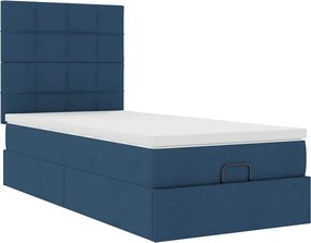 vidaXL Οθωμανικό κρεβάτι με στρώμα μπλε 90x190cm ύφασμα