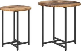 vidaXL Σετ βοηθητικά τραπεζάκια 2 pcs Παλιό ξύλο και μαύρο