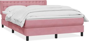 vidaXL Box Spring κρεβάτι με στρώμα ροζ 160x220 cm Βελούδινο