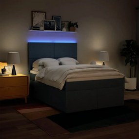 vidaXL Κρεβάτι Boxspring με Στρώμα Μπλε 140x190 εκ. Υφασμάτινο
