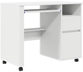 vidaXL Γραφείο με Ρόδες Λευκό 91 x 50 x 77 εκ. Επεξεργασμένο ξύλο