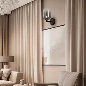 Απλίκα Τοίχου Alias Μαύρο με Φυμέ Γυαλί