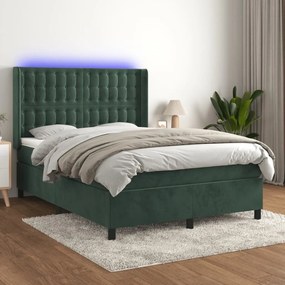 ΚΡΕΒΑΤΙ BOXSPRING ΜΕ ΣΤΡΩΜΑ &amp; LED ΣΚ. ΠΡΑΣΙΝΟ 140X200ΕΚ ΒΕΛΟΥΔΟ 3139808