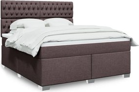 vidaXL Κρεβάτι Boxspring με Στρώμα Σκούρο Καφέ 180x200 εκ Υφασμάτινο