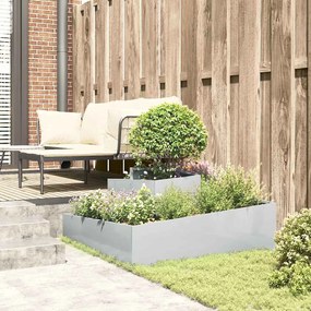 vidaXL Γλάστρα Κήπου Ασημί 100 x 100 x 50 cm Επικαλυμμένος Χάλυβας