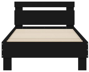 vidaXL Πλαίσιο Κρεβατιού με Κεφαλάρι Μαύρο 90x190 εκ. Επεξ. Ξύλο