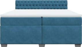 vidaXL Κρεβάτι Boxspring με Στρώμα Μπλε 200x200 εκ. Βελούδινο