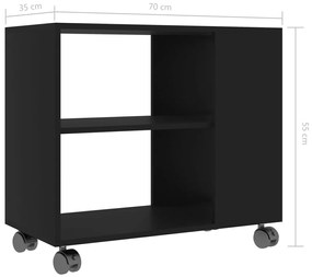 vidaXL Τραπέζι Βοηθητικό Μαύρο 70 x 35 x 55 εκ. από Επεξεργασμένο Ξύλο