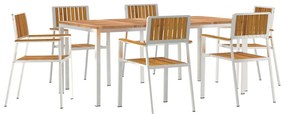 vidaXL Σέτ φαγητού για κήπο 7 pcs Καφέ Μασίφ ξύλο ακακίας