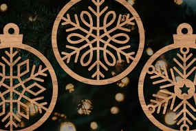 Σετ των 3 Intra απο ξύλο plywood 3mm-4mm πάχος 3 Στρογγυλό στολίδι με νιφάδα χιονιού Δίασταση 8x8 cm INTRAFABR-106186311