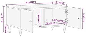 Τραπεζάκι Σαλονιού 80 x 50 x 40 εκ. από Μασίφ Ξύλο Μάνγκο - Καφέ