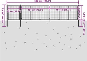 vidaXL Πόρτα Περίφραξης Κήπου Ανθρακί 500 x 75 εκ. Ατσάλινη