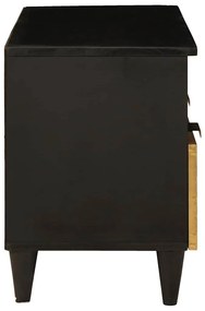 vidaXL Ντουλάπι TV Μαύρο και Χρυσό 70 x 33 x 46 εκ Μασίφ ξύλο μάνγκο