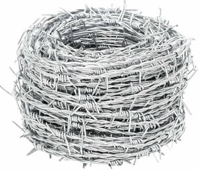 vidaXL Αγκαθωτό Σύρμα Ασημί 100 m
