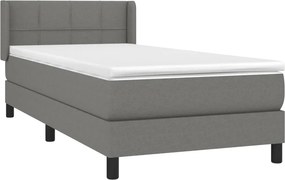 vidaXL Κρεβάτι Boxspring με Στρώμα Σκούρο Γκρι 100x200 εκ. Υφασμάτινο